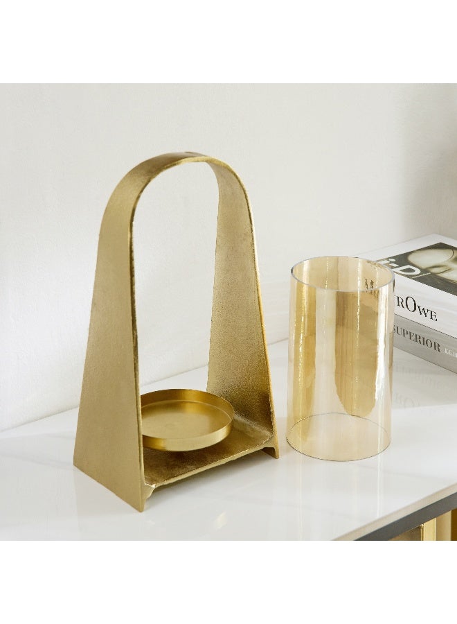 Home Box Accord Aluminium Hurricane Candleholder with Lustre Glass - 16x11x31 cm - Image 3