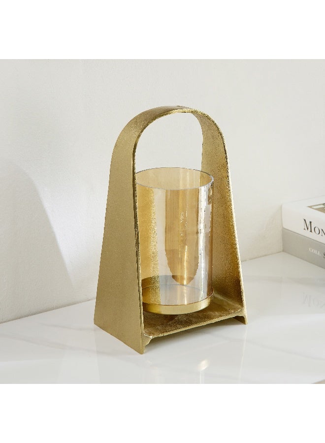 Home Box Accord Aluminium Hurricane Candleholder with Lustre Glass - 16x11x31 cm - Image 2