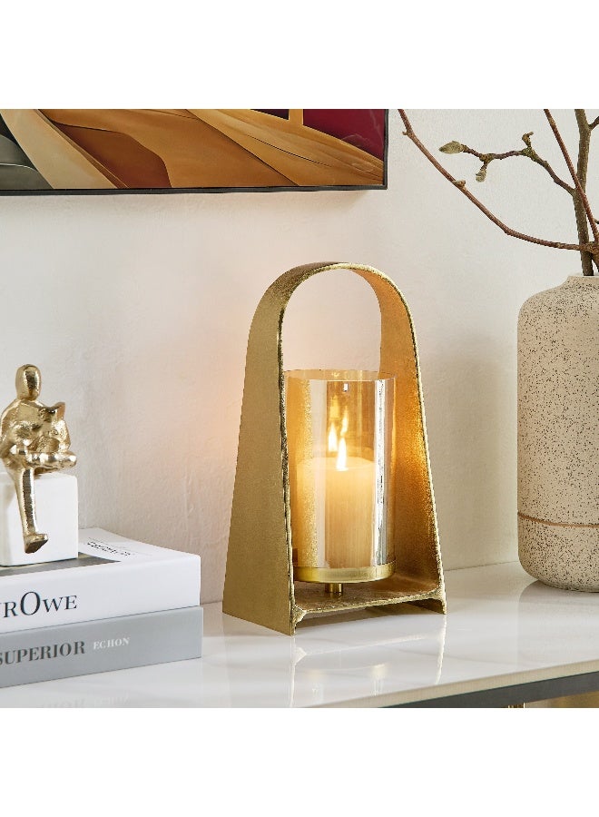 Home Box Accord Aluminium Hurricane Candleholder with Lustre Glass - 16x11x31 cm - Image 5