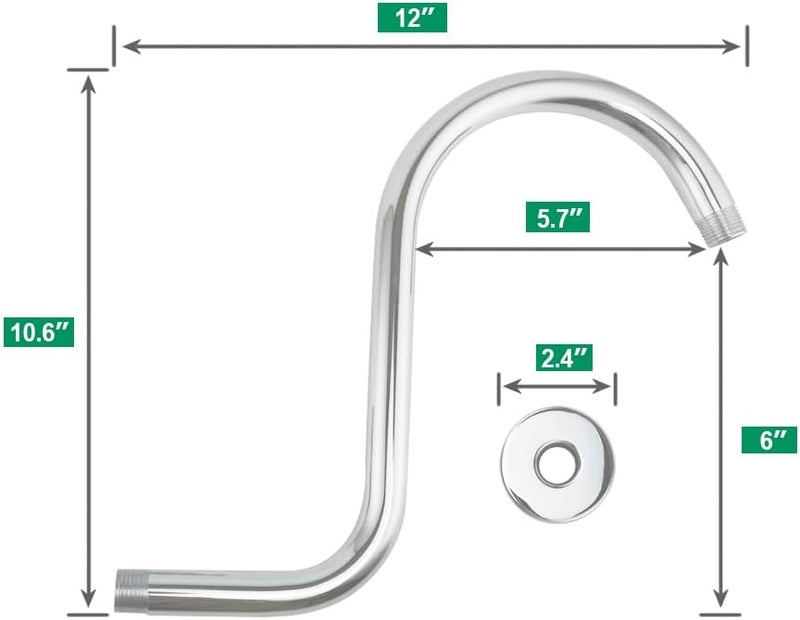 Purelux Goose Neck Shower Arm Water Outlet PJ1201 Made of Stainless Steel, Chrome Finish Showerhead Extension - Image 2