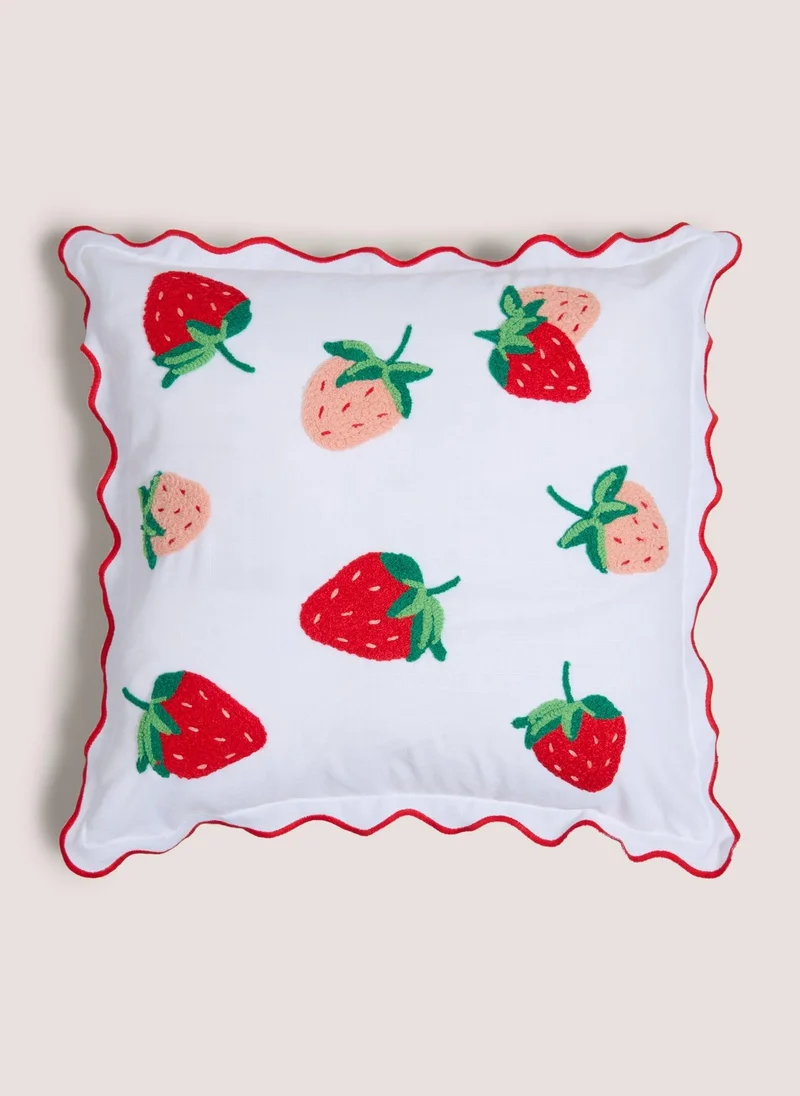Matalan White Strawberry Cushion