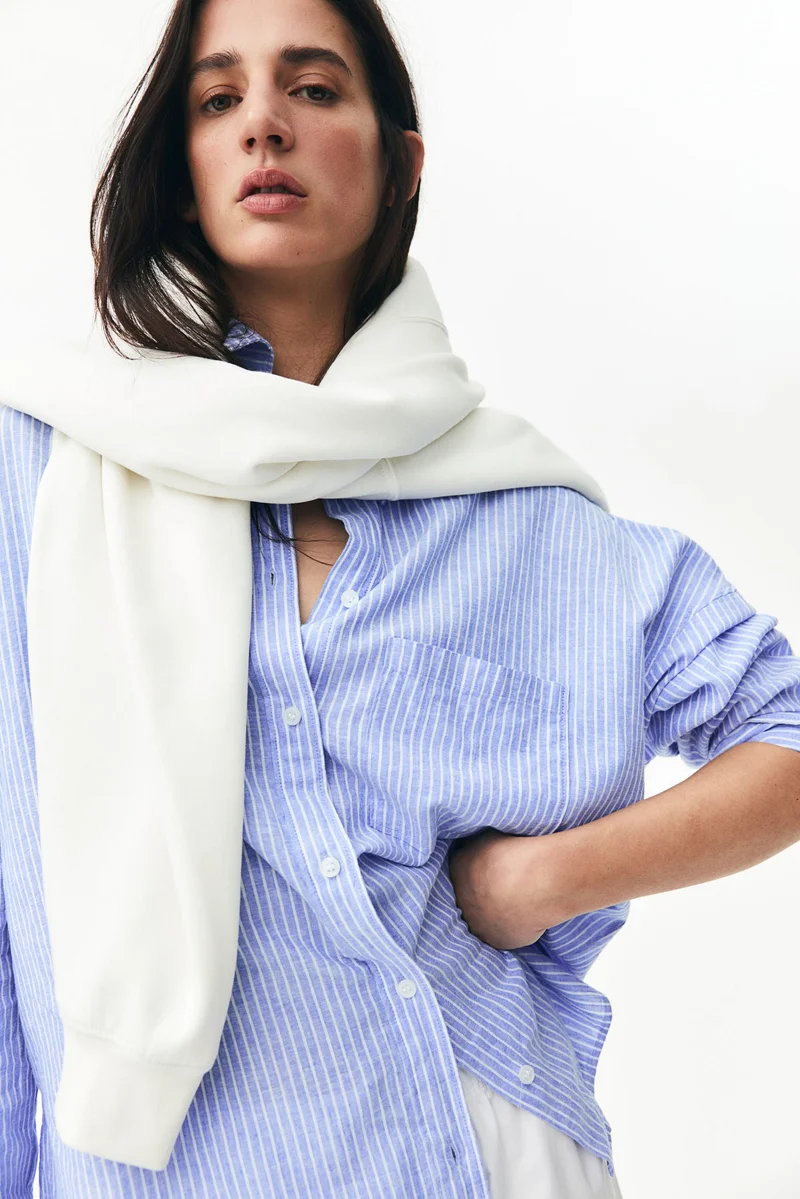 H&M Oversized linen-blend shirt