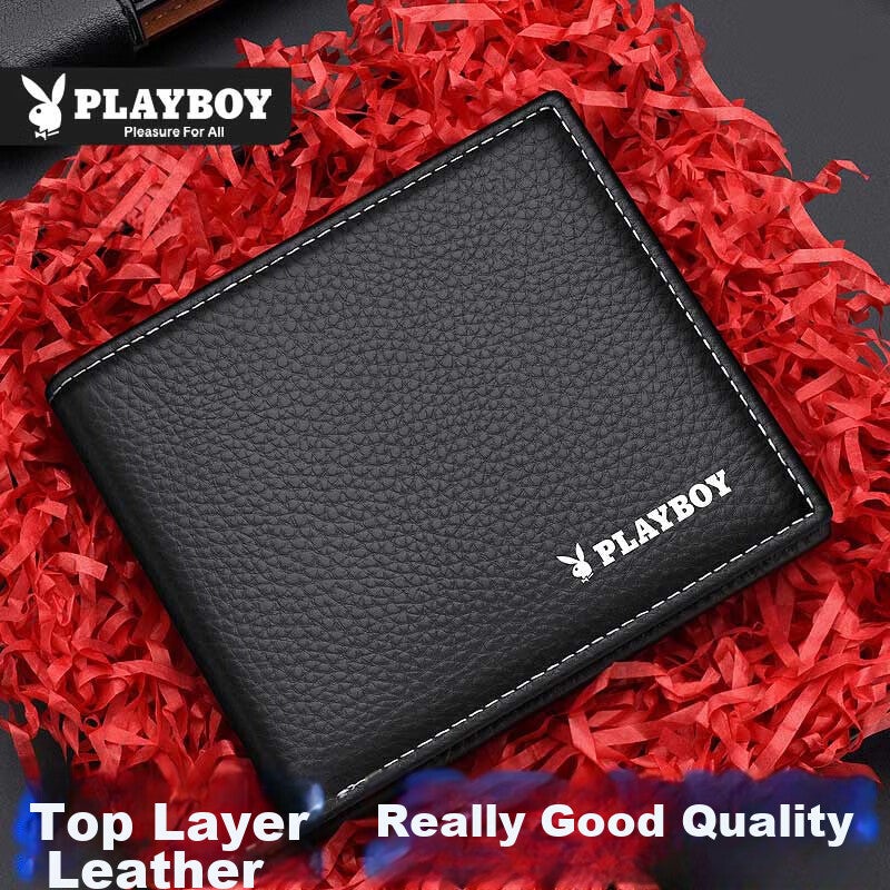 PLAYBOY Genuine Leather Wallet for Men, Top-Grain Cowhide Billfold for ID Cards And Documents, Middle-Aged Birthday Gift for Husband Or Father - Image 1