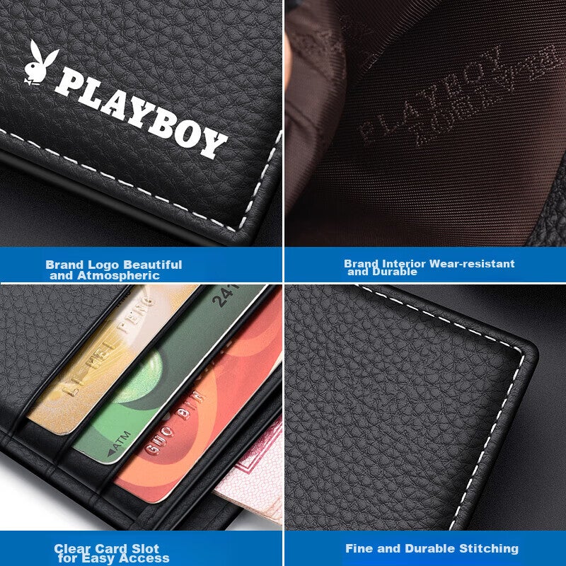 PLAYBOY Genuine Leather Wallet for Men, Top-Grain Cowhide Billfold for ID Cards And Documents, Middle-Aged Birthday Gift for Husband Or Father - Image 3