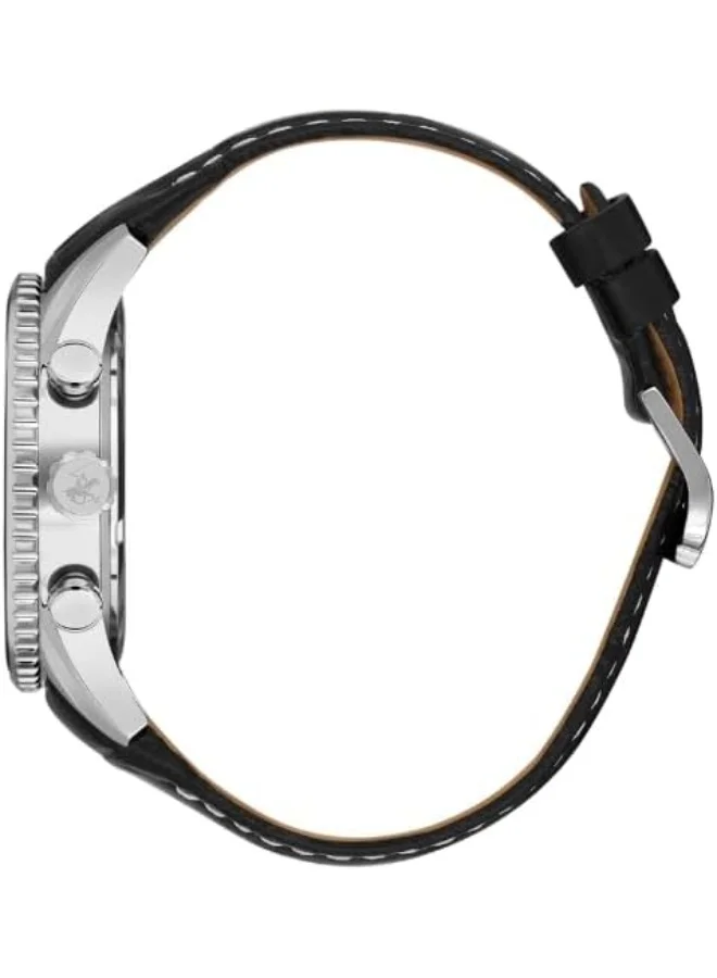 بيفرلي هيلز بولو كلوب BEVERLY HILLS POLO CLUB BP3723X.351 Men Multi Function Display Watch & Leather Strap Black