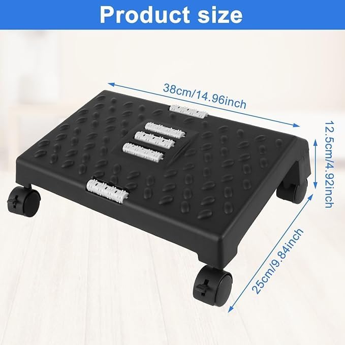 SHREVI Foot Stool Desk Foot Rest4 Wheels Adjustable Foot Rest for Under Desk at Work Desk Leg Rest can Relieve Leg Hip Back and Sciatica and Improve Posture - Image 4
