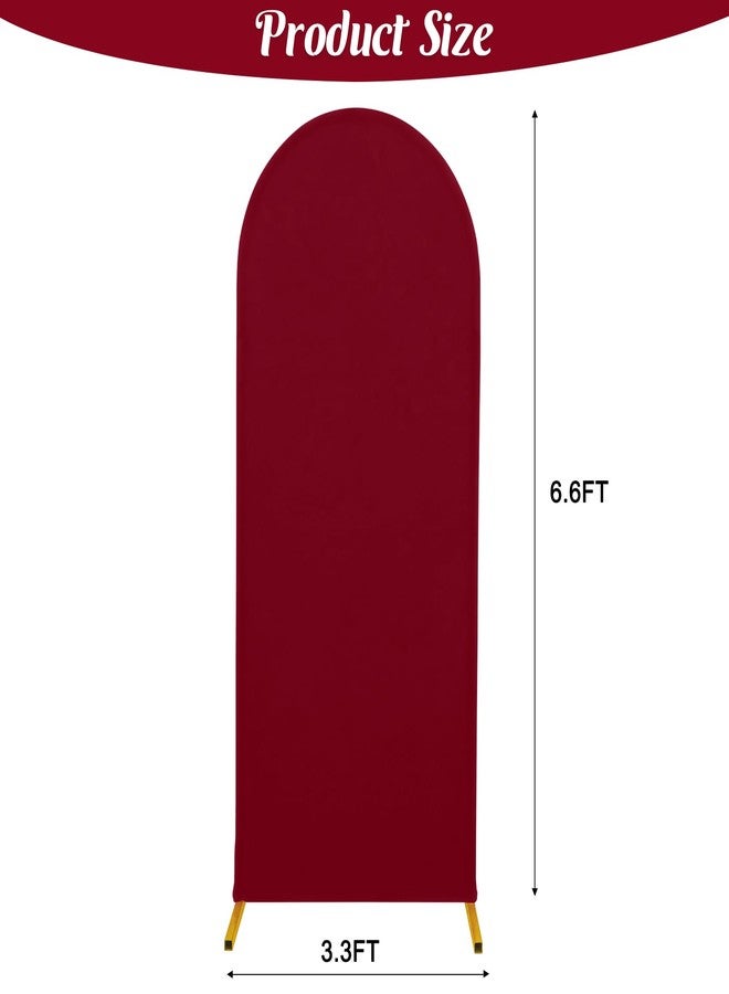 FEINIGESI 6.6FT Spandex Fitted Wedding Arch Cover Round Top Stand Covers Double-Side Chiara Cover Backdrop Cover for Wedding Birthday Party Ceremony Baby Shower Decoration(Burgundy) - Image 3