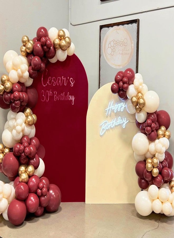 FEINIGESI 6.6FT Spandex Fitted Wedding Arch Cover Round Top Stand Covers Double-Side Chiara Cover Backdrop Cover for Wedding Birthday Party Ceremony Baby Shower Decoration(Burgundy) - Image 2