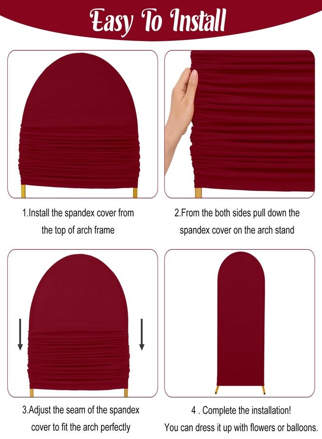 FEINIGESI 6.6FT Spandex Fitted Wedding Arch Cover Round Top Stand Covers Double-Side Chiara Cover Backdrop Cover for Wedding Birthday Party Ceremony Baby Shower Decoration(Burgundy) - Image 5