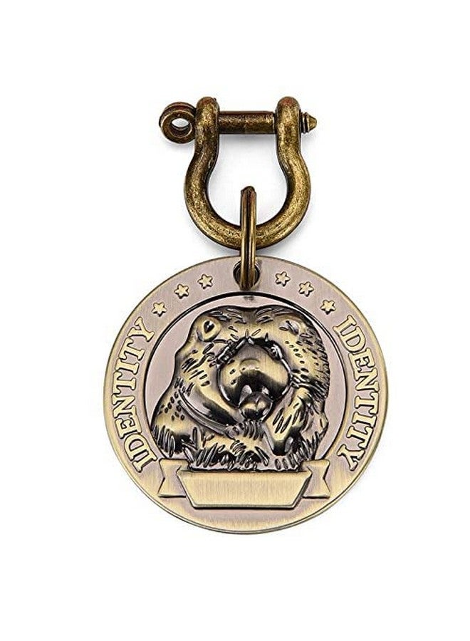 طوق ذهبي عتيق للحيوانات الأليفة، علامة نحاسية دائرية مستوردة، قلادة للجراء والكلاب (كبير، تصميم 07) - Image 1