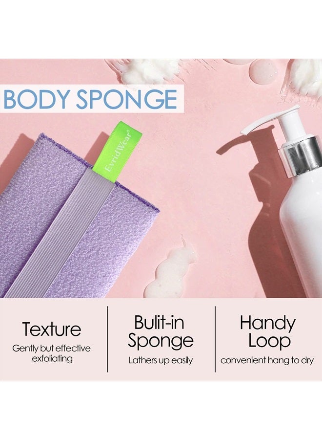 Evridwear Exfoliating Bath Sponge, Daily Skincare Body Scrubbers Loofah Shower Pads with Strap for Body Cleansing, Dead Skin Cell Remover, 3 Count Value Pack(Macaroon) - Image 2