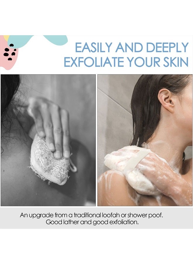 Evridwear Exfoliating Bath Sponge, Daily Skincare Body Scrubbers Loofah Shower Pads with Strap for Body Cleansing, Dead Skin Cell Remover, 3 Count Value Pack(Macaroon) - Image 5