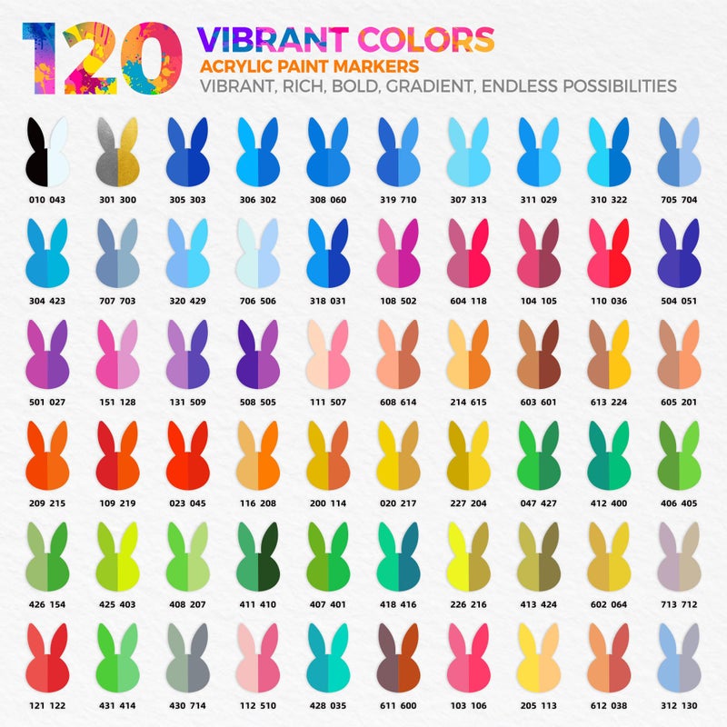 WINSONS 120 Colors Acrylic Paint Markers, Permanent Dual-Tip Acrylic Markers Set, Soft Brush Tip Paint Pens for Rock Painting, Canvas, Glass, Wood, Ceramic, DIY Craft Art Supplies, Set of 60 - Image 2