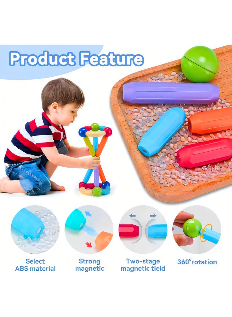 MAGIC VAULT Magnetic Sticks Building Blocks for Kids Toys for Girls | Magnetic Toys for Boys Age 3+ Year 4 5 6 7 8 10 12 14 Old Educational Stem Learning Magnet Stick with Balls Game Set (42 PCS)  - Image 2