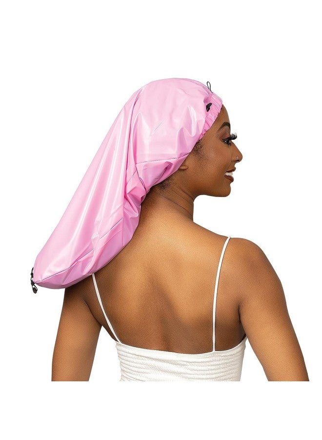 إشا قبعة الدش للحصول على ضفائر شعر طويلة جدًا، لوكس تويست مقاومة للماء، ملائمة تمامًا، تضمن عدم التسرب، زر سهل لأعلى (طويلة (22.3 × 9) وردي) - Image 4