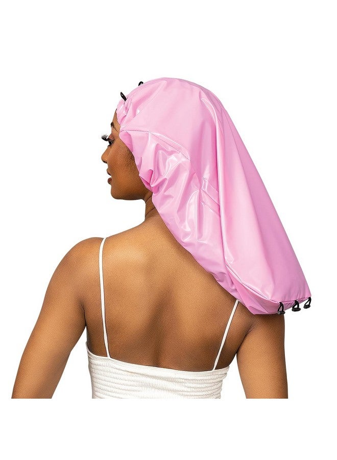 إشا قبعة الدش للحصول على ضفائر شعر طويلة جدًا، لوكس تويست مقاومة للماء، ملائمة تمامًا، تضمن عدم التسرب، زر سهل لأعلى (طويلة (22.3 × 9) وردي) - Image 3