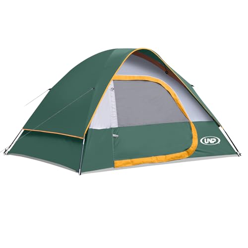 Unp Camping Tent 4 Person Waterproof Windproof Tent with Rainfly Easy Set upPortable Dome Tents for Camping Dark Green - Image 1
