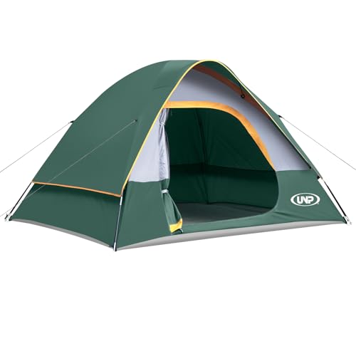 Unp Camping Tent 4 Person Waterproof Windproof Tent with Rainfly Easy Set upPortable Dome Tents for Camping Dark Green - Image 3