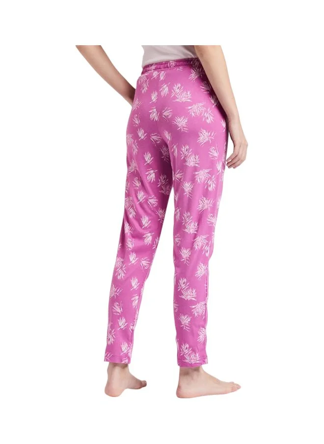 جوكي Jockey RX09 Women Micro Modal Cotton Relaxed Fit Printed Pyjama with Lace Trim on Pockets