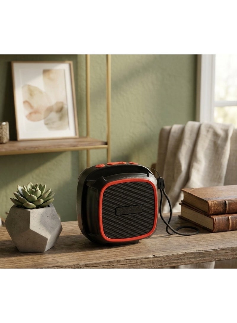 Portable Bluetooth Speaker 5W – Powerful Sound & Deep Bass, Supports Memory Card & USB, Long-Lasting Battery, Ideal for Outdoor Use and Travel  Portable Bluetooth Speaker 5W – Powerful Sound & Deep Bass, Supports Memory Card & USB, Long-Lasting Battery, Ideal for Outdoor Use and Travel   Red color - Image 2