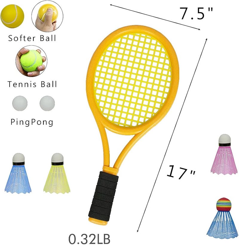 STSTECH Kids Tennis Rackets with Carrying Bag,Soft Training Balls and Badminton Birdies,12 in 1 Tennis Racquets Gift Set for Children Outdoor Indoor Sports - Image 4