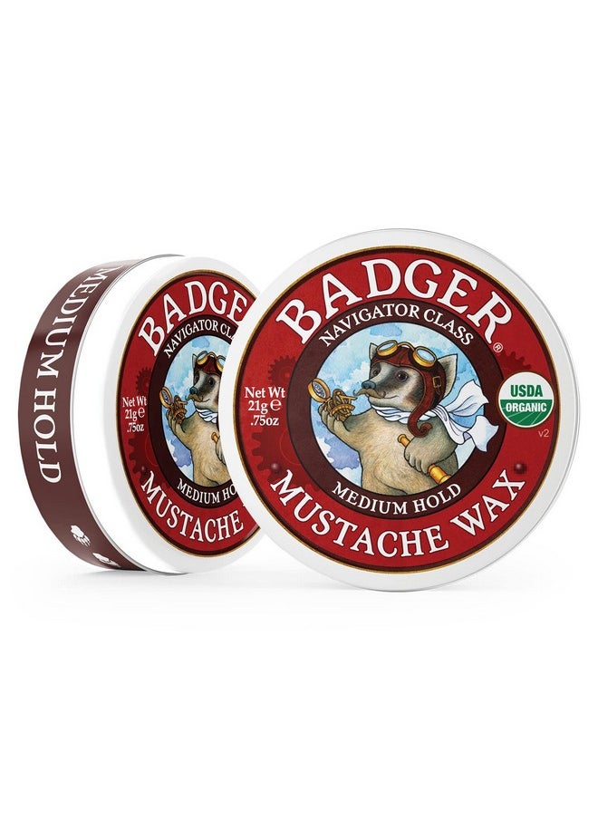 Badger - Mustache Wax Medium Hold Natural Mustache Wax Certified Organic Styling Facial Hair Wax Moustache Wax 0.75 Oz - Image 1
