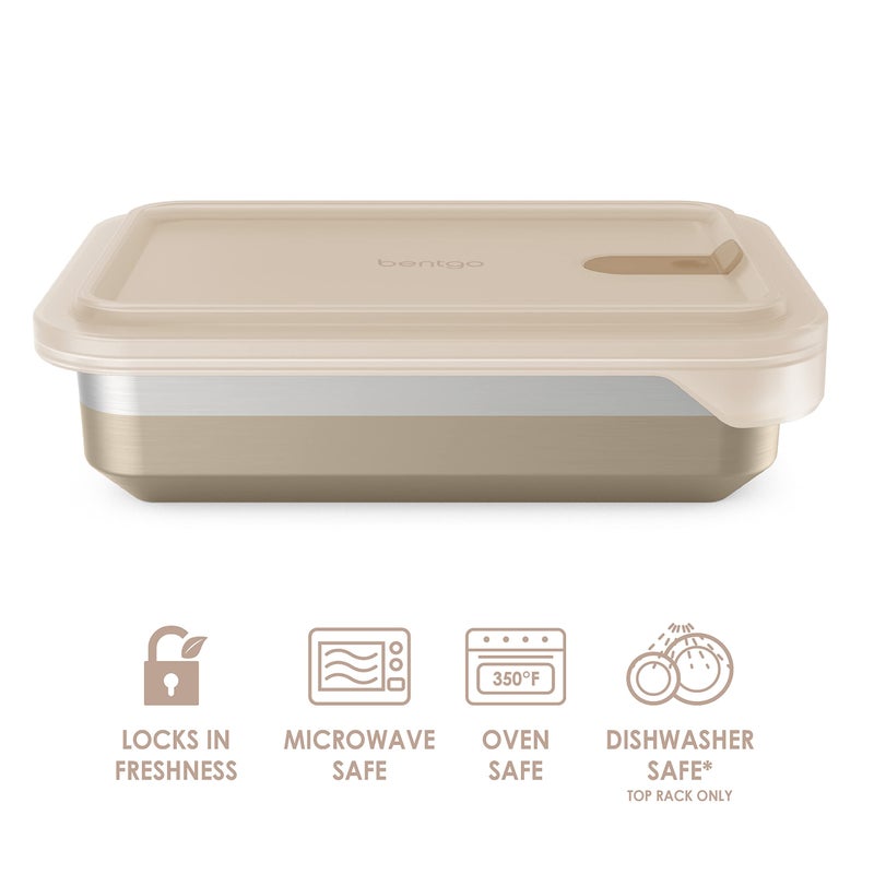 Bentgo MicroSteel Heat & Eat Container - Microwave-Safe, Sustainable & Reusable Stainless Steel Food Storage Container with Airtight Lid for Eco-Friendly Meal Prepping (Dinner Size - 5.5 Cups) - Image 3