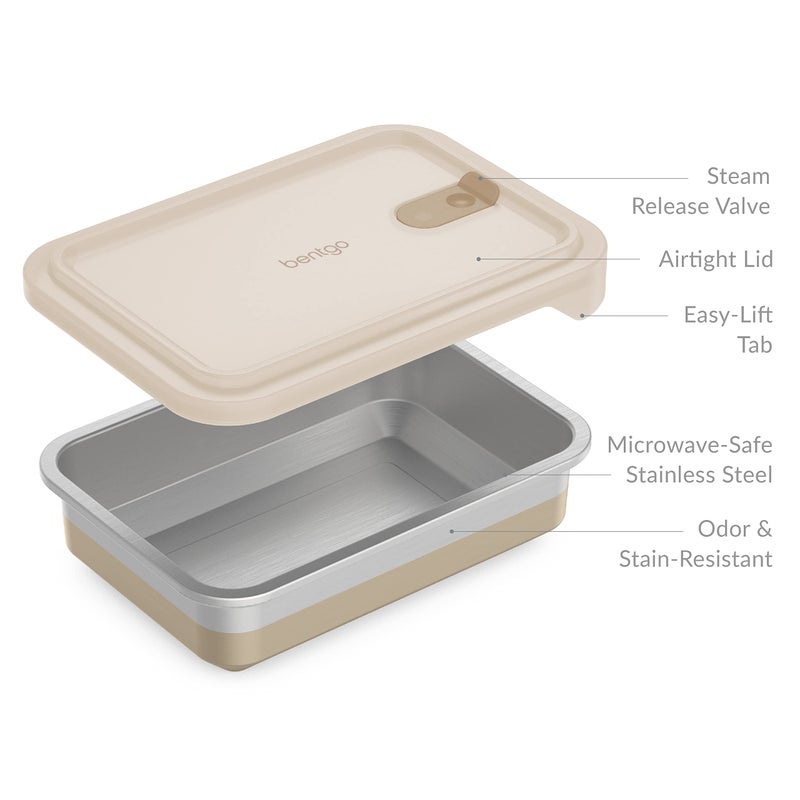 Bentgo MicroSteel Heat & Eat Container - Microwave-Safe, Sustainable & Reusable Stainless Steel Food Storage Container with Airtight Lid for Eco-Friendly Meal Prepping (Dinner Size - 5.5 Cups) - Image 5