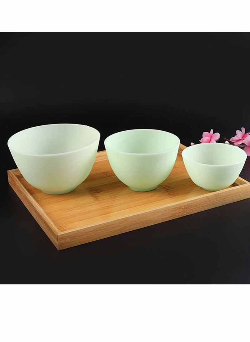 NIBEMINENT 3 Pcs Green Silicone Mixing Bowl for Facial Odorless Mask Pinch Bowls Skincare Products Care DIY Makeup Holding Ingredient - Image 1