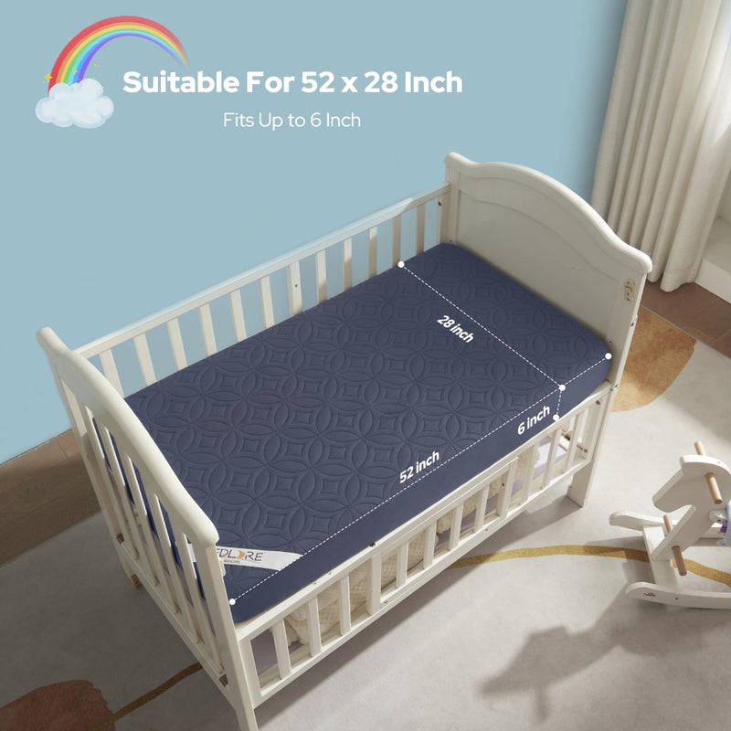 BEDLORE Waterproof Crib Mattress Protector 2 Pack, Soft and Breathable Crib Mattress Pad Cover, Noiseless Machine Washable Toddler Mattress Protector for Standard Baby Toddler Bed (52''x28'',Navy Blue) - Image 5