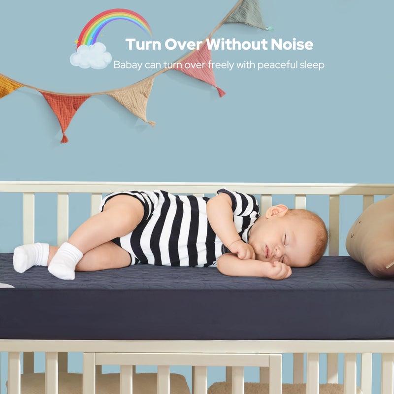 BEDLORE Waterproof Crib Mattress Protector 2 Pack, Soft and Breathable Crib Mattress Pad Cover, Noiseless Machine Washable Toddler Mattress Protector for Standard Baby Toddler Bed (52''x28'',Navy Blue) - Image 4