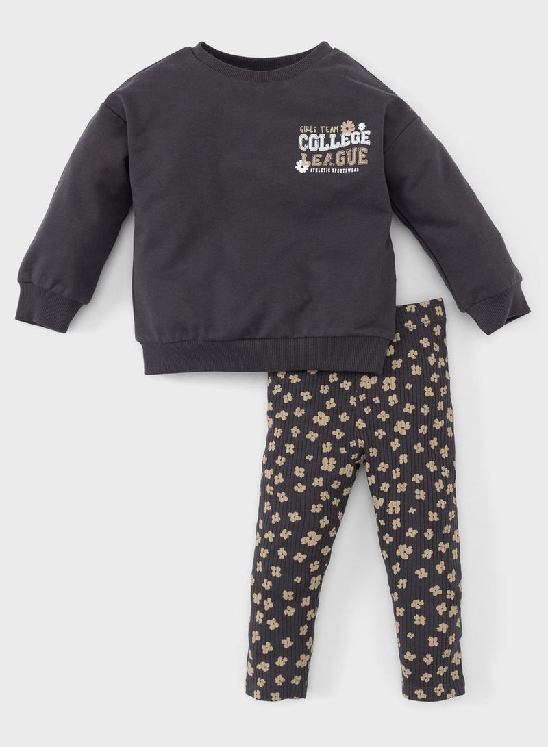 DeFacto Baby Girl 2-Pack Regular Fit Sweatshirt Leggings Set  - Image 1