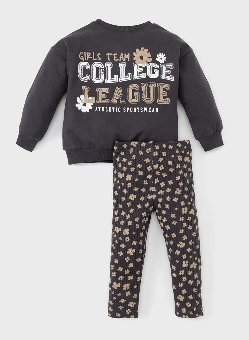 DeFacto Baby Girl 2-Pack Regular Fit Sweatshirt Leggings Set  - Image 2