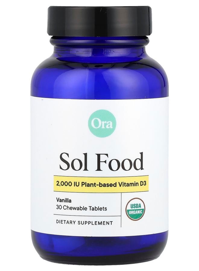 Sol Food Plant-Based Vitamin D3 Vanilla 2000 IU 30 Chewable Tablets