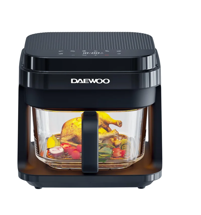 دايو Daewoo Air Fryer 5.50L, 1200W, With Digital Panel, Glass Bowl & Rapid Hot Air Circulation For Frying, Grilling, Broiling, Roasting, And Baking - DAF 55GT - 2 Years Warranty