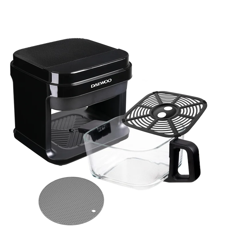 دايو Daewoo Air Fryer 5.50L, 1200W, With Digital Panel, Glass Bowl & Rapid Hot Air Circulation For Frying, Grilling, Broiling, Roasting, And Baking - DAF 55GT - 2 Years Warranty