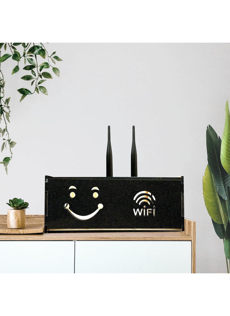 Creative Arts n Frames Creative Arts n Frames WiFi Router Storage Box WiFi Storage Cabinet Router Shelf Wall Mount Wall Shelves Wall Shelf Hortizontal Classic Black 