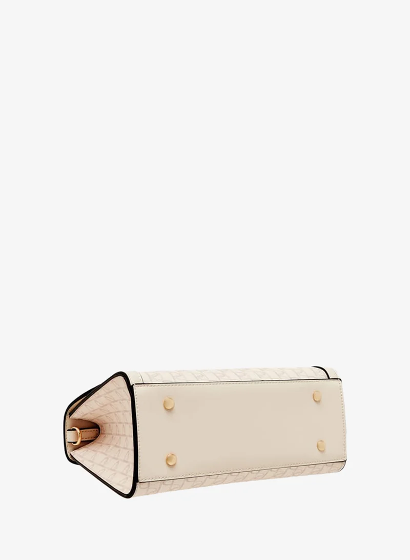 Paprika PINK Women's Monogram Print Satchel Bag with Detachable Strap and Flap Closure for Women | Best Price UAE