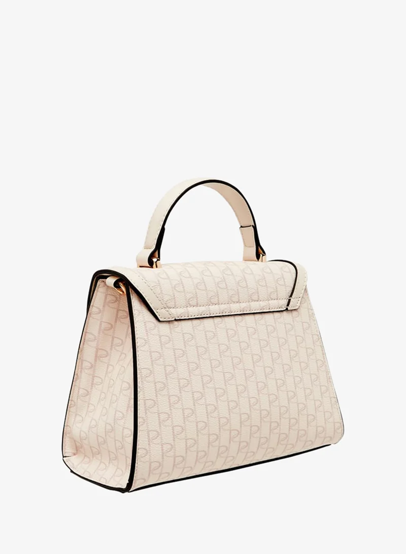 Paprika PINK Women's Monogram Print Satchel Bag with Detachable Strap and Flap Closure for Women | Best Price UAE