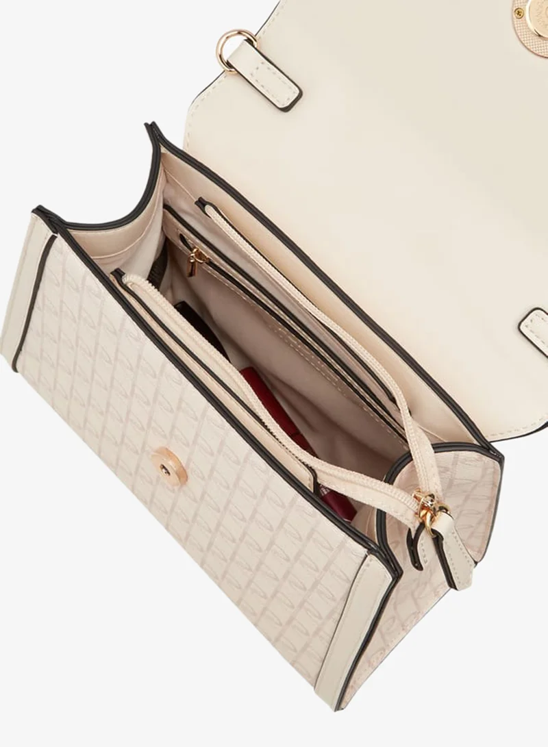 Paprika PINK Women's Monogram Print Satchel Bag with Detachable Strap and Flap Closure for Women | Best Price UAE