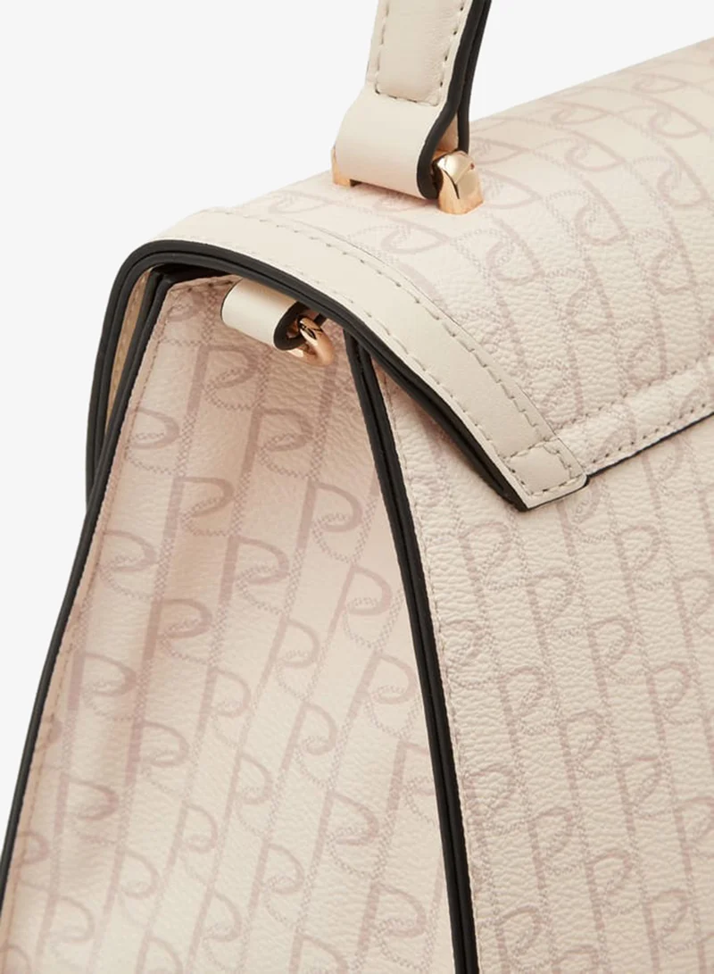 Paprika PINK Women's Monogram Print Satchel Bag with Detachable Strap and Flap Closure for Women | Best Price UAE
