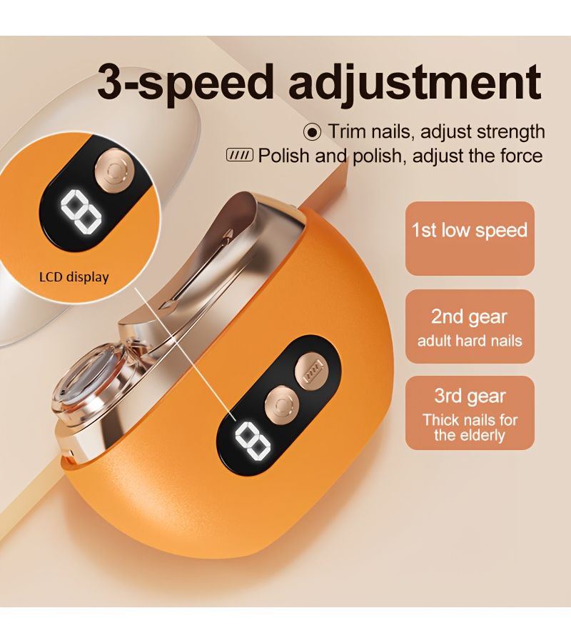 Portable Electric Nail Clippers USB Charging Nail Grinder with LED Light Anti Pinch Design Easy to Operate for Manicure Nail Filing Polishing And Shaping White - Image 4