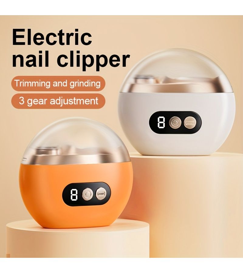 Portable Electric Nail Clippers USB Charging Nail Grinder with LED Light Anti Pinch Design Easy to Operate for Manicure Nail Filing Polishing And Shaping White - Image 1