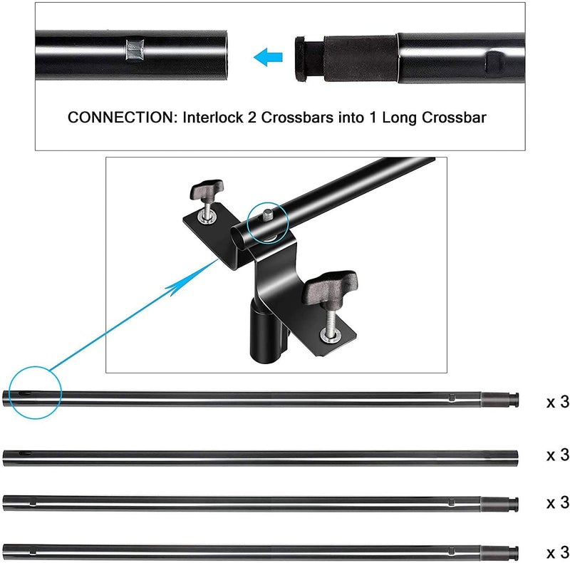 VTS Studio Backgdrop Support System Cross Bar Mounting Hardware Set for Photo Video Studio Shooting - Image 5