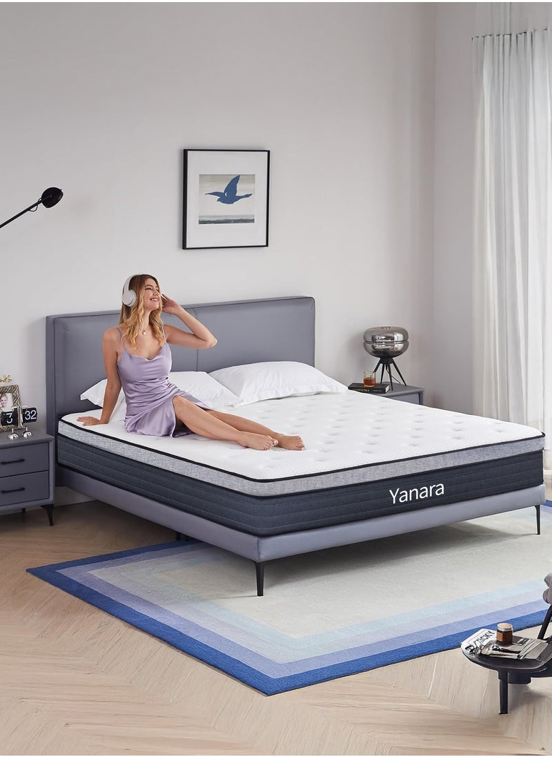 King Size Mattress 180x200x25cm, Hybrid in a Box with Gel Memory Foam & Pocket Springs, Motion Isolation, Pressure Relief, Medium Firm, CertiPUR-US Certified, 100-Night Trial