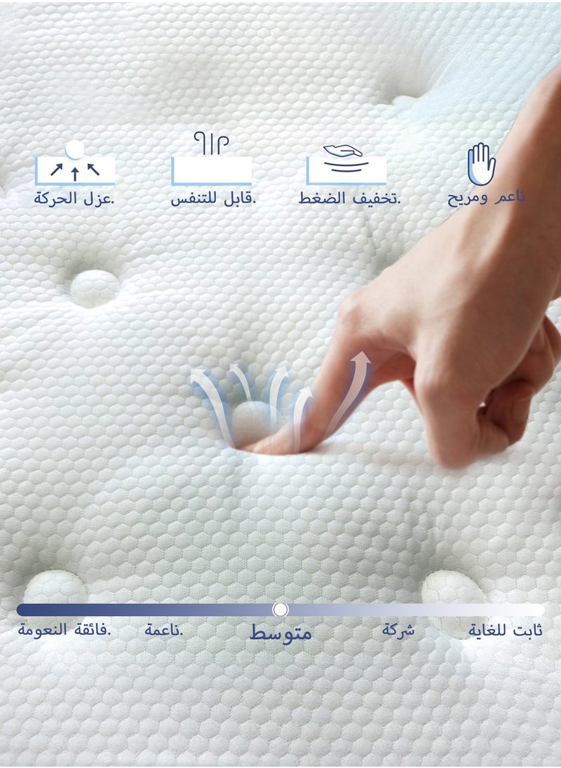 King Size Mattress 180x200x25cm, Hybrid in a Box with Gel Memory Foam & Pocket Springs, Motion Isolation, Pressure Relief, Medium Firm, CertiPUR-US Certified, 100-Night Trial