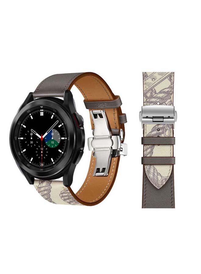 Perfii Genuine Leather Replacement Band for Samsung Galaxy Watch4 42/46mm Grey Beton - Image 1