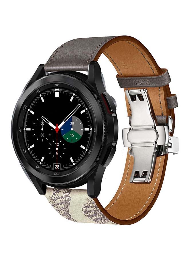 Perfii Genuine Leather Replacement Band for Samsung Galaxy Watch4 42/46mm Grey Beton - Image 2