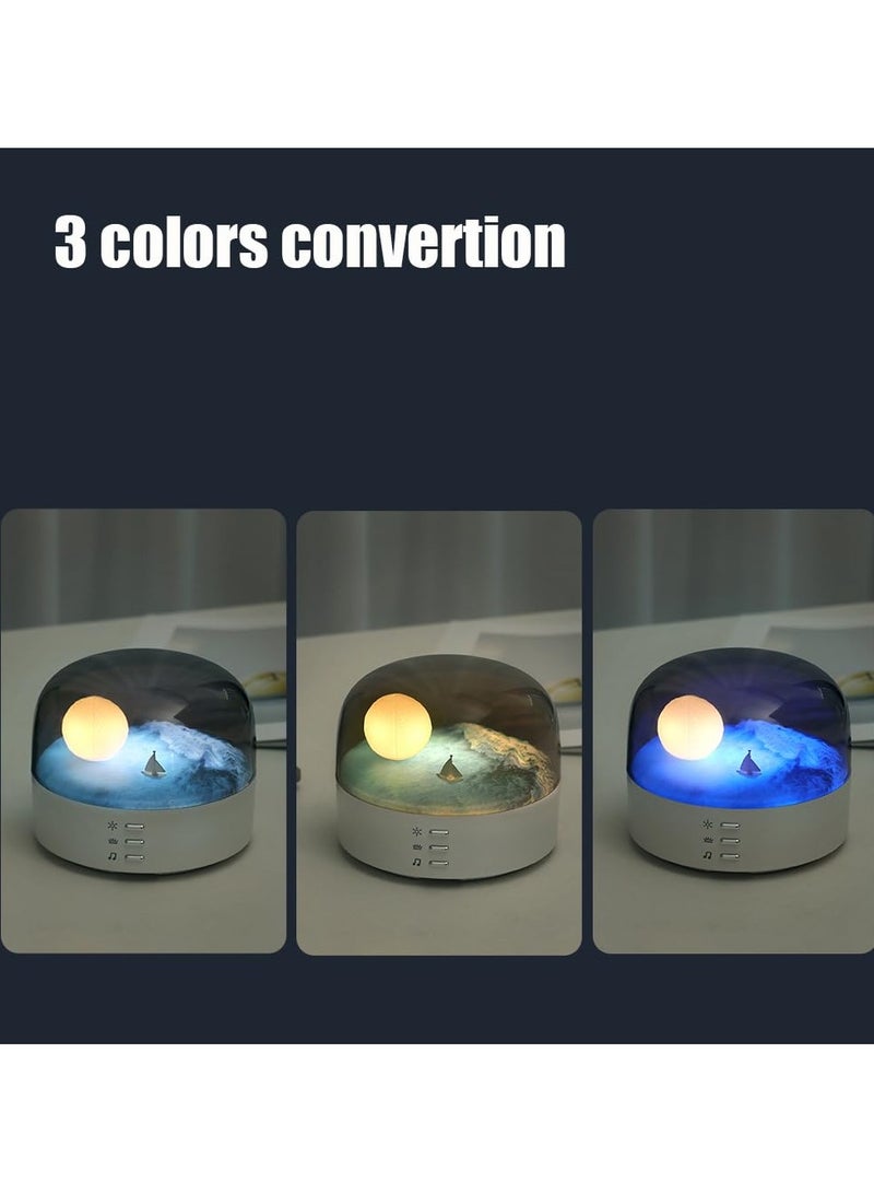 كيلا مصباح ليلي LED بشكل القمر والبحر والجبل الثلجي مع مكبر صوت موسيقي، قابل لإعادة الشحن عبر USB Type-C، بإضاءة قابلة للتعديل، وضعين مختلفين، مثالي لغرفة النوم والهدايا - Image 5