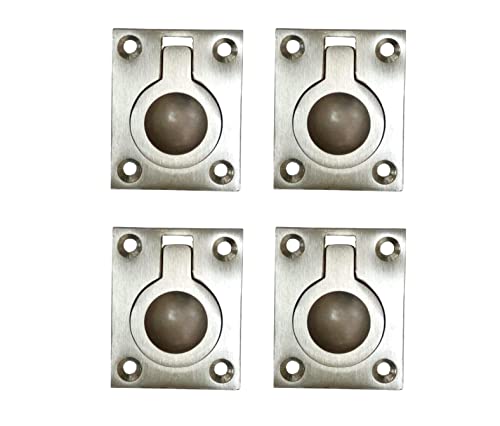 QCAA Solid Brass Flush Ring Pull 365 x45 mm Satin Nickel 4 Pack - Image 1